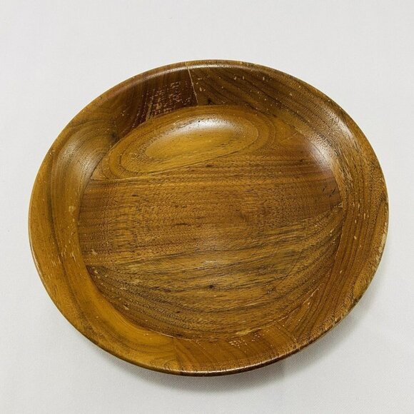 Genuine Ozark Mountain Walnut Native Wood Fruit Salad Bowl 9” Wooden Plate Brown - Picture 2 of 8